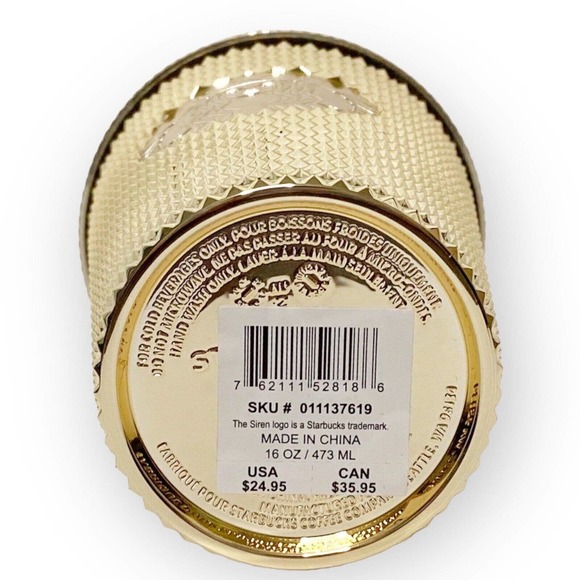 Starbucks Gold Studded Tumbler 16 oz Grande Holiday 2022 Metallic Bling Cold Cup - Picture 6 of 10